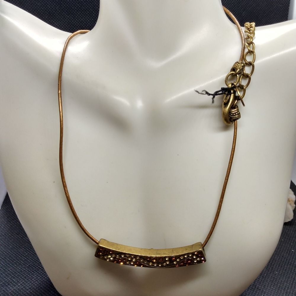 Chicos gold crystal bar with Swarovski‎ crystals necklace